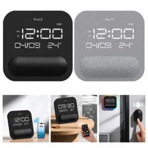 שעון דיגיטלי חכם עם רמקול Bluetooth 6.0 תאורת RGB ושלט רחוק דגם 5458
